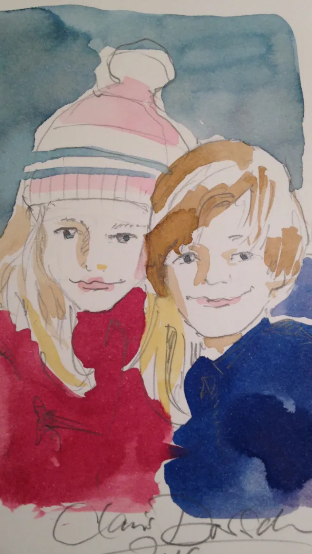 Loose illustration of boy and girl
