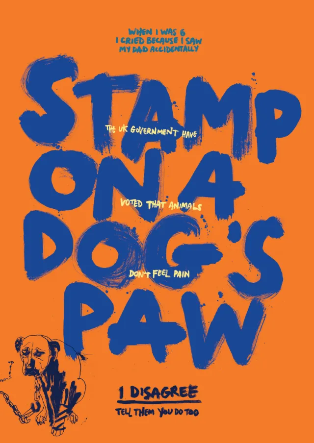 Lettering Stamp on a dog's paw