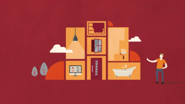 Graphic illustration of house inside