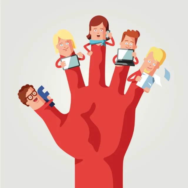 Graphic hand with children fingers