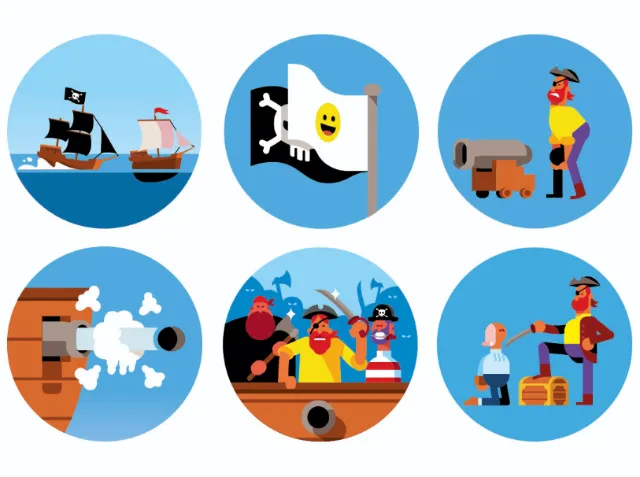 Graphic icons of pirate
