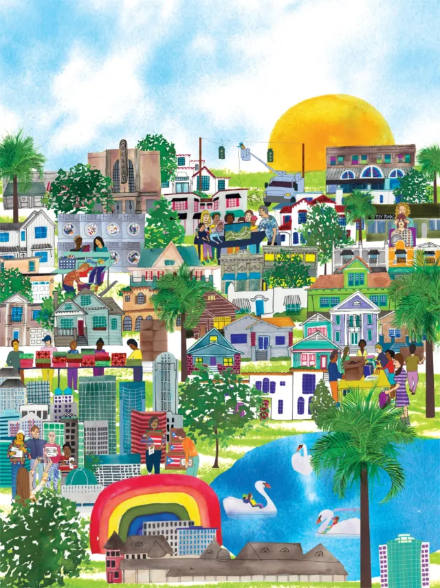 Watercolour Drawing of Orlando Cityscape