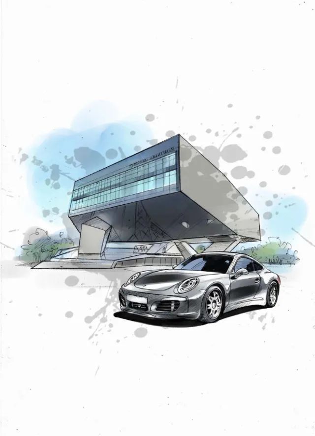 Watercolor design of modern house