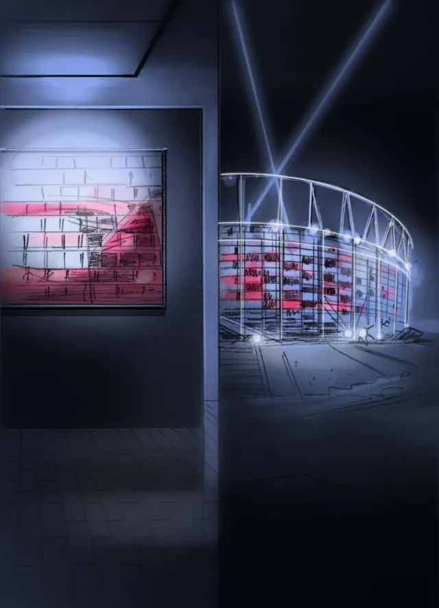 Storyboard illustration of stadium