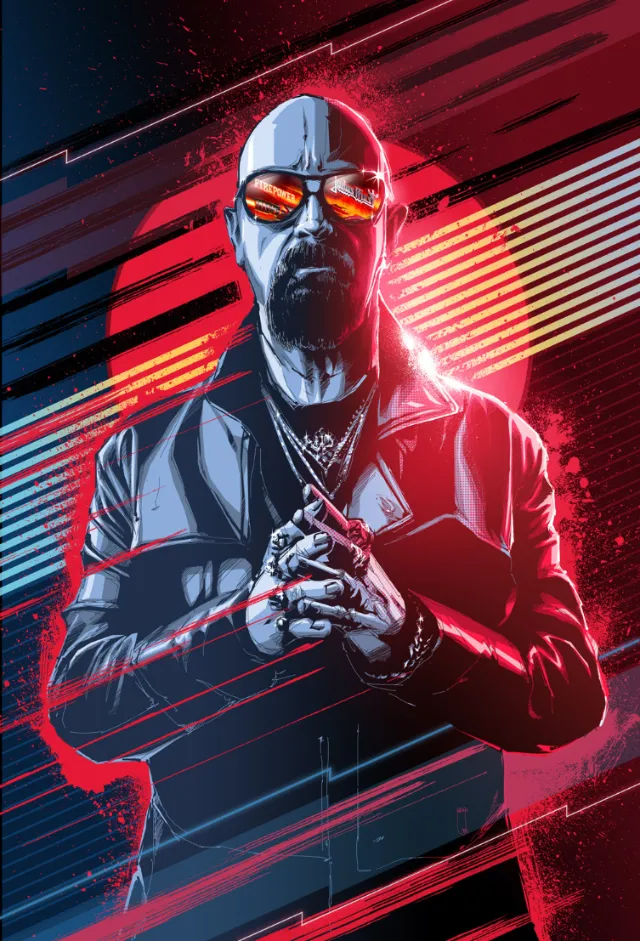 Futuristic man in leather jacket and sunglasses by Jan Meininghaus