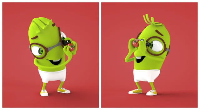 3d green character
