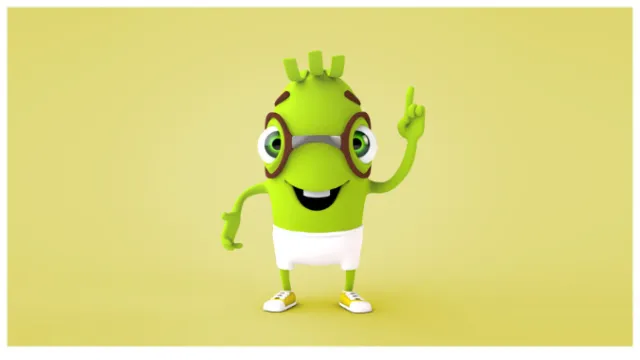 3d alien with glasses