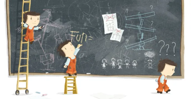 Child writing on blackboard