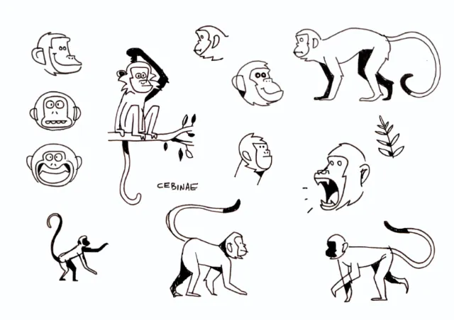 Black and white animals expressions