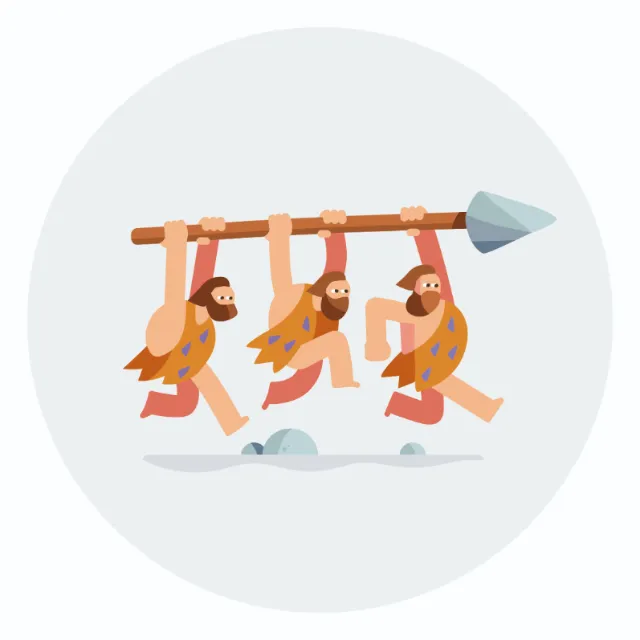 Graphic stoneage people with spear