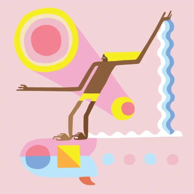 Graphic man with long hands