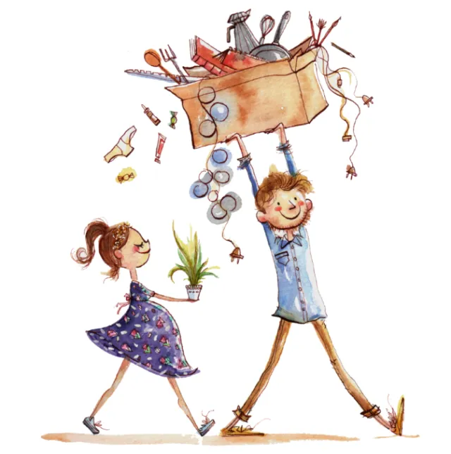 Baby announcement couple illustration
