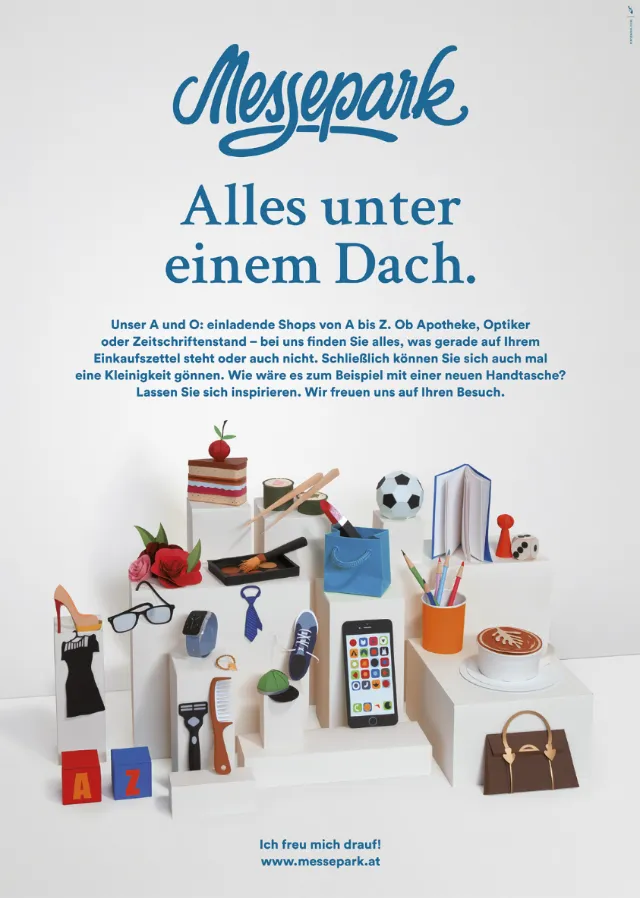 Various retail items displayed including shoes, smartphone, accessories and a soccer ball by Martha