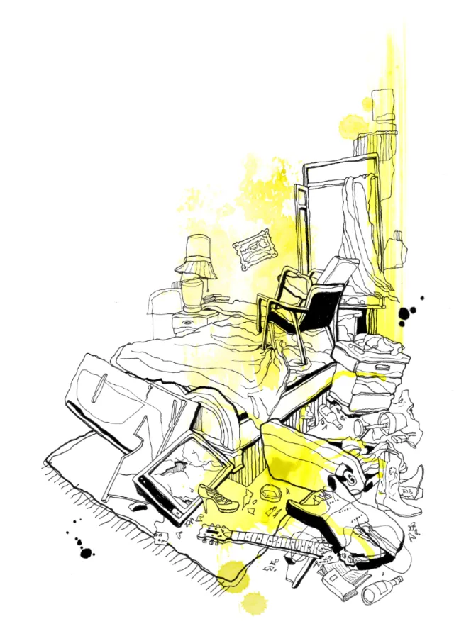 Black and white Line art of house items