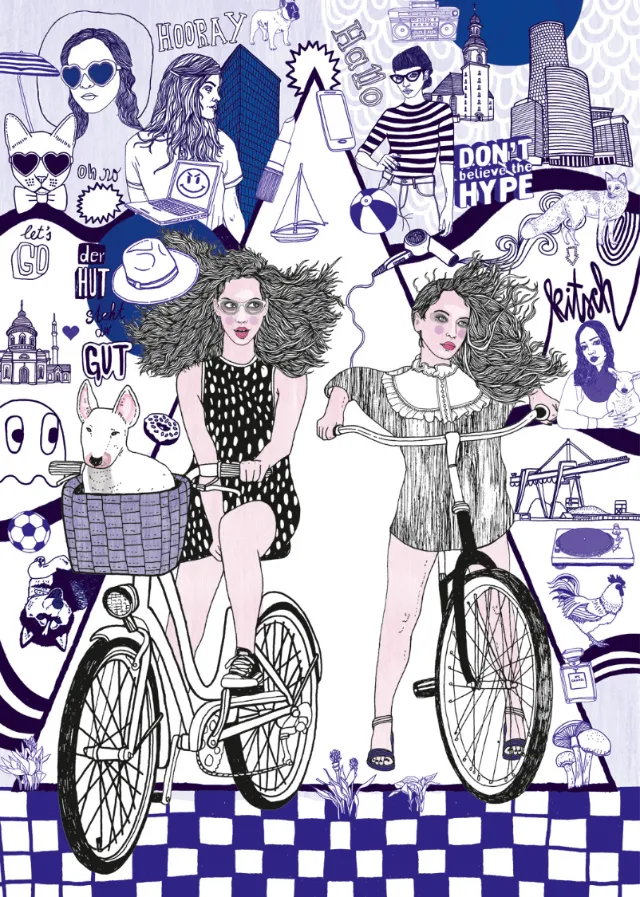 People woman on cycles