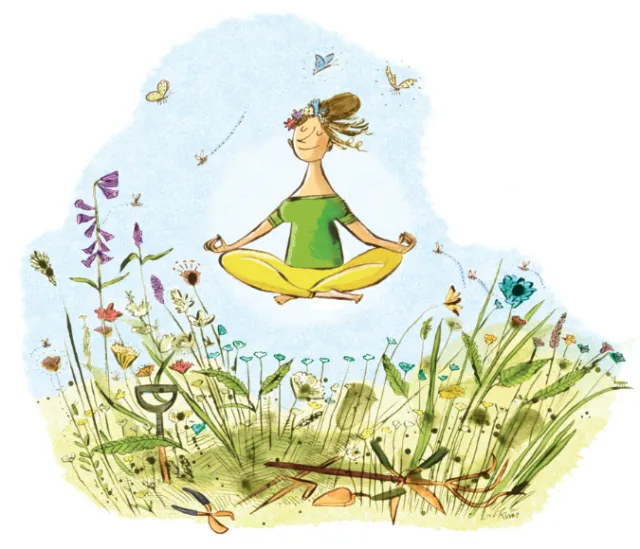 Girl doing meditation watercolor painting