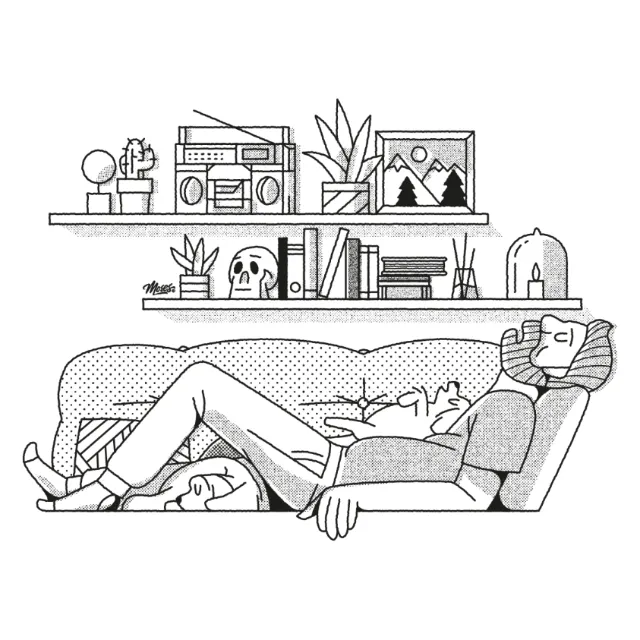 line man sleeping with his pet
