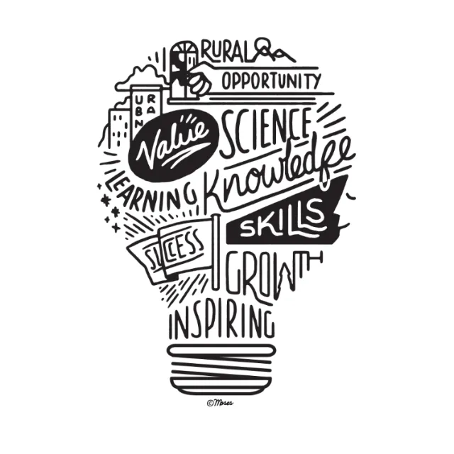 Lettering art on light bulb 