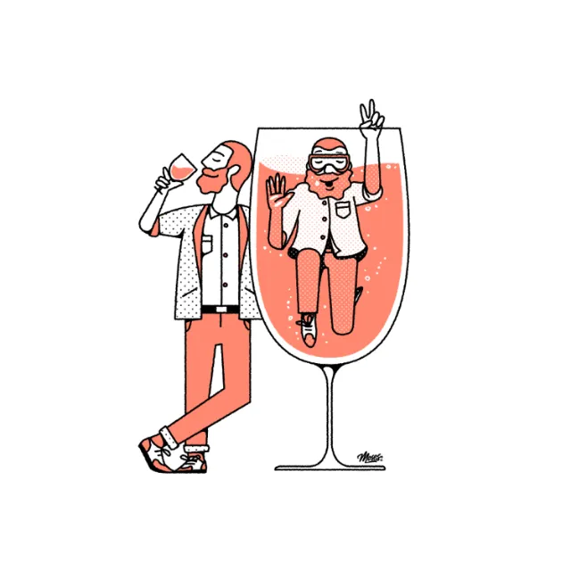 Cartoon & Humor man drinking wine
