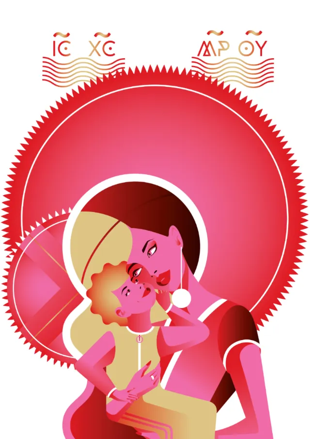 Vector illustration of mother and daughter relationship 