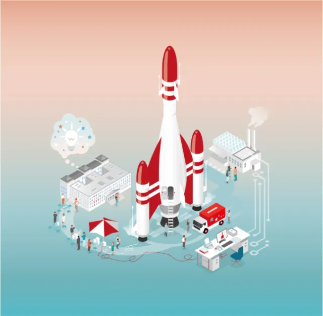 Graphic illustration of Satellite station 