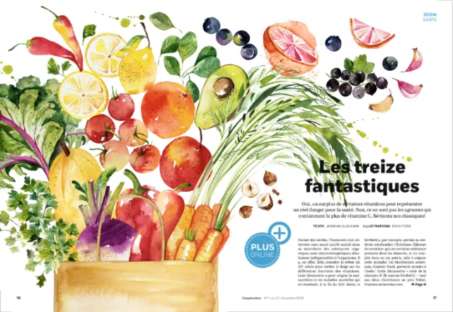 Editorial illustration of Vegetable and Fruits