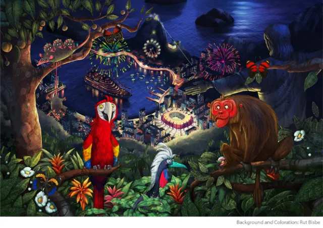 Character design of animals meeting in forest