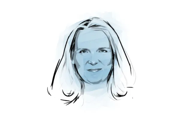 Minimalist female portrait with blue shading by Timo Müller