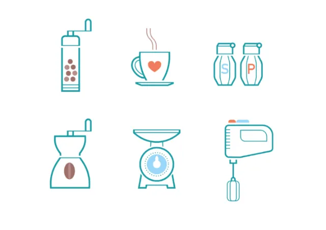 Minimalist coffee preparation icons by Tobias Wandres