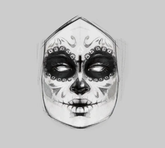 Dead woman black and white portrait