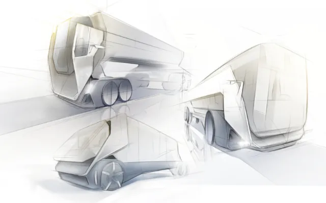 Futuristic truck concept sketches by Timo Müller with aerodynamic designs