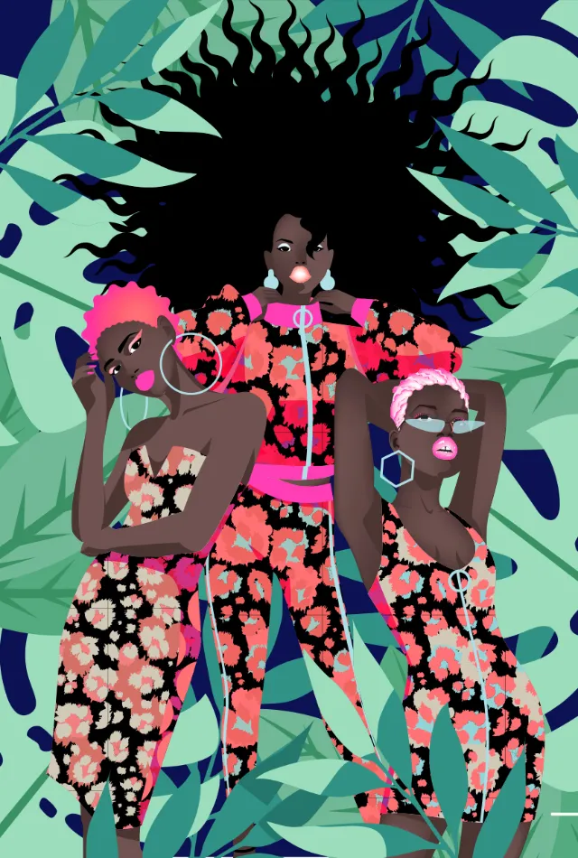 Fashionable girls vector art 