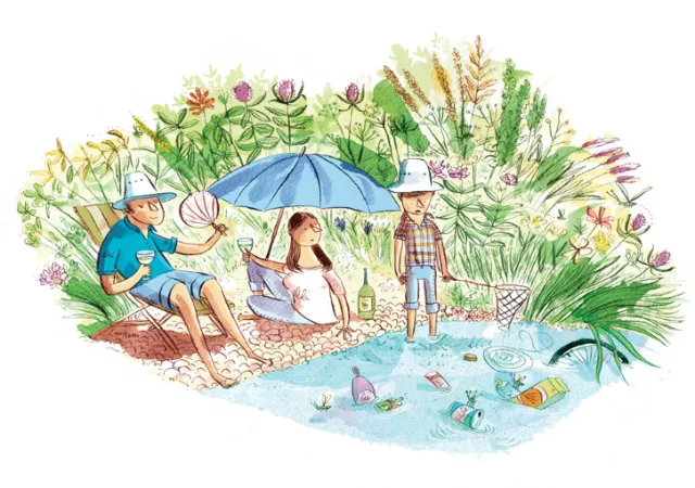 Summer vacation editorial art for Sunday Telegraph