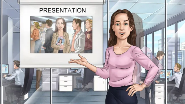 Illustration of woman giving presentation
