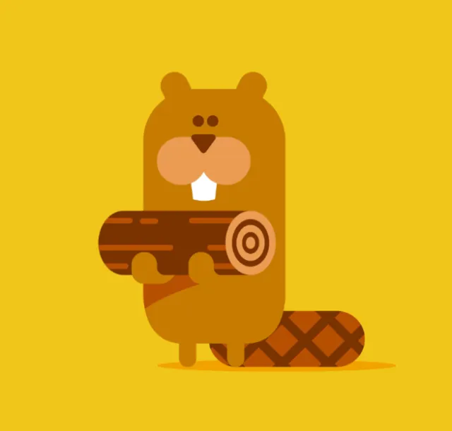 Animals Bear with log
