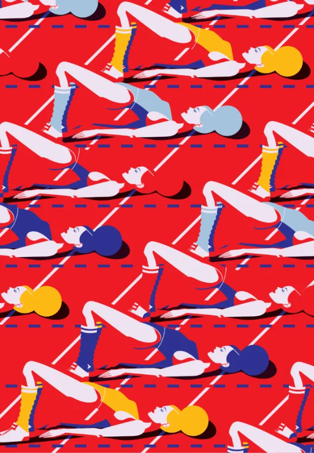 Vector illustration of girls doing yoga 