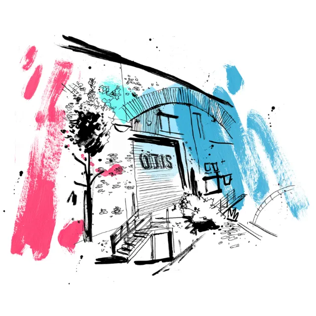 Sketch of Australia's Otis Recording Studio Done in Watercolor
