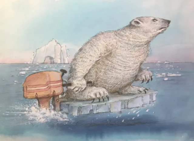 Cartoon & Humour big bear on ice cube