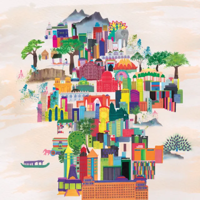 Hand drawn India Places and locations