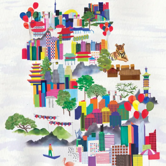 Hand drawn South Korea Places and locations