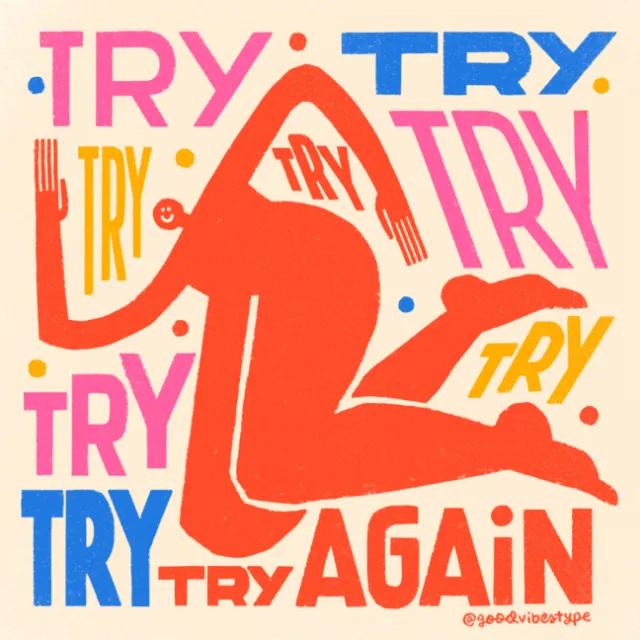 Try again lettering art