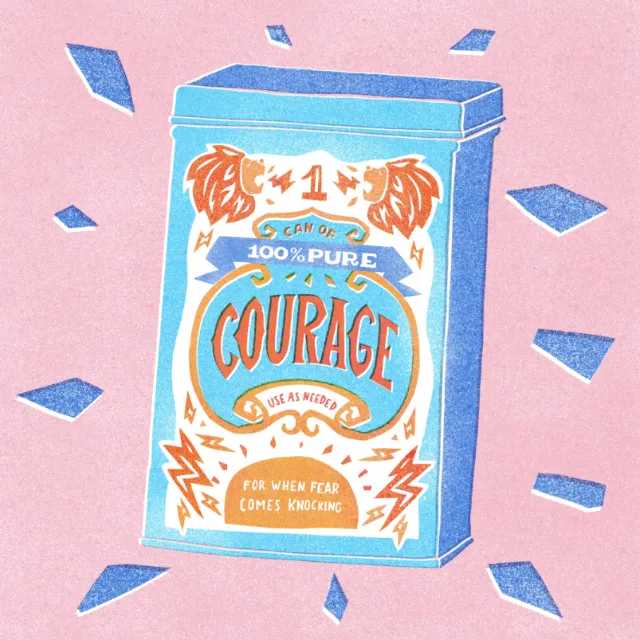 100% pure Courage can lettering