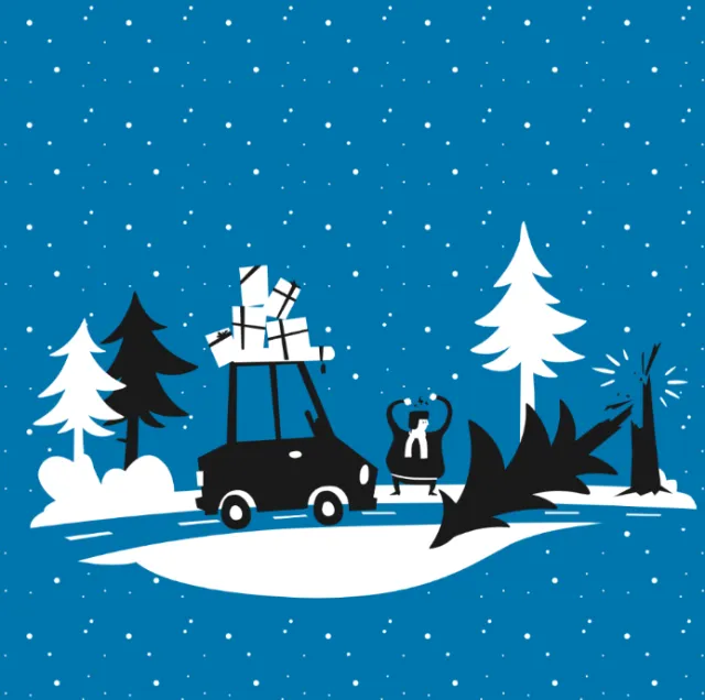 Broken tree fall down to block the road Vector art