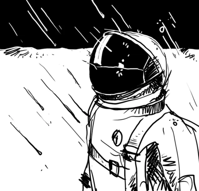 Black and white Illustration Of Astronaut