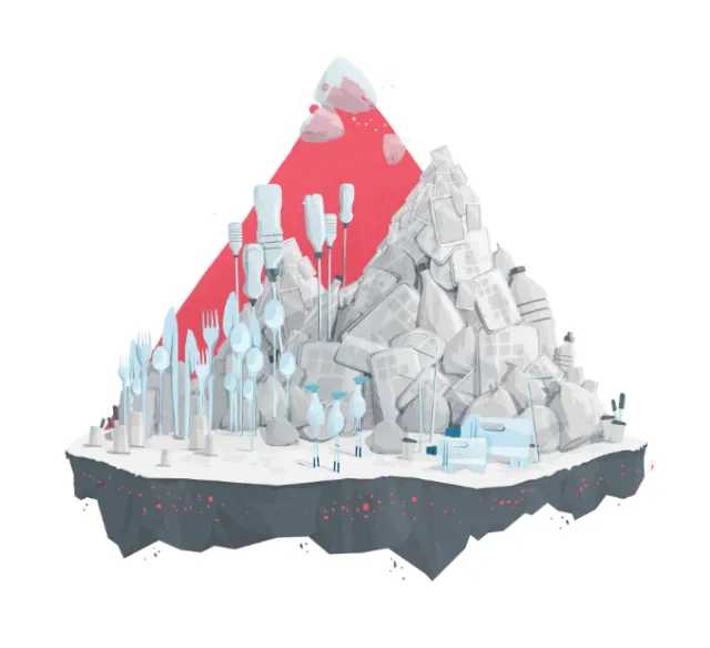 Conceptual artwork of plastic pollution