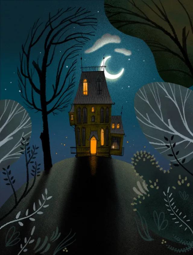 Dark fantasy house illustration
