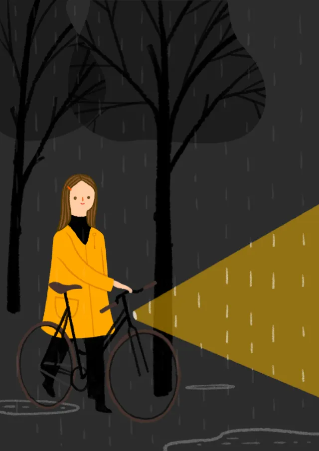 Digital painting of cycle torch at night