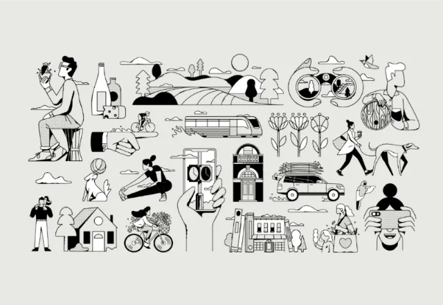 Black & White line art illustration
