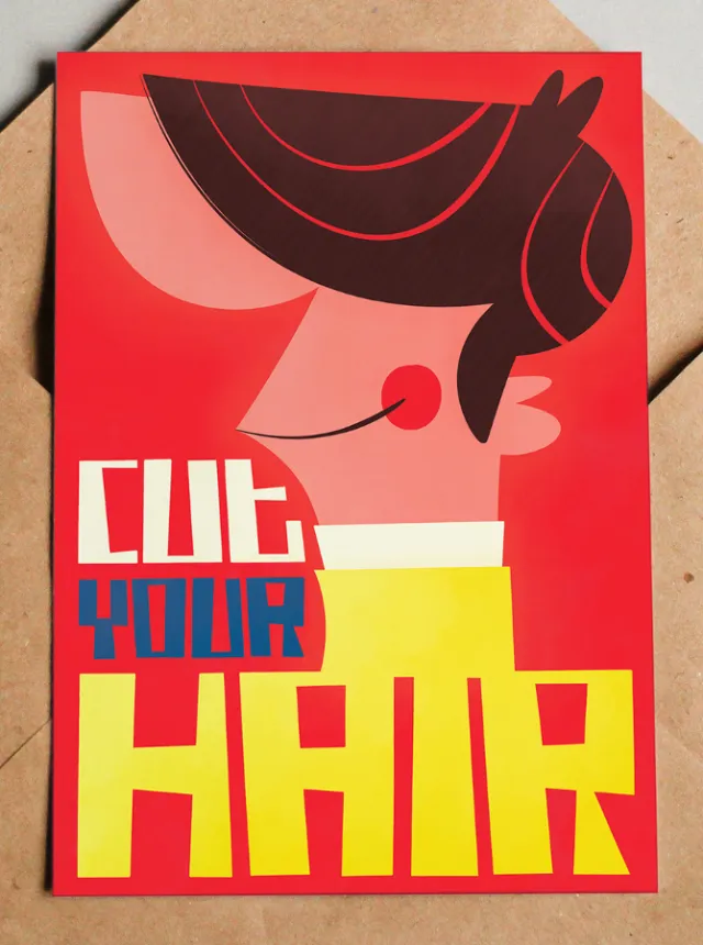 Cut your hair cartoon poster 