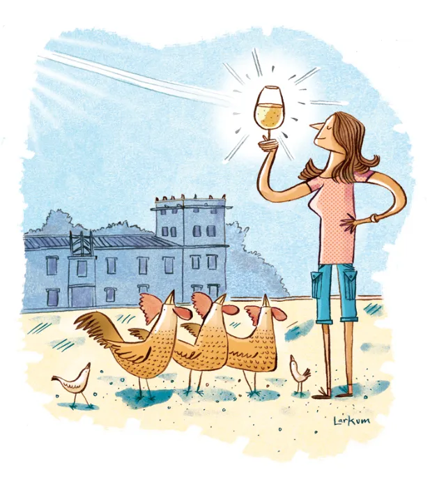 Line art of girl drinking wine